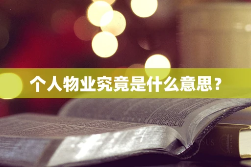 个人物业究竟是什么意思？