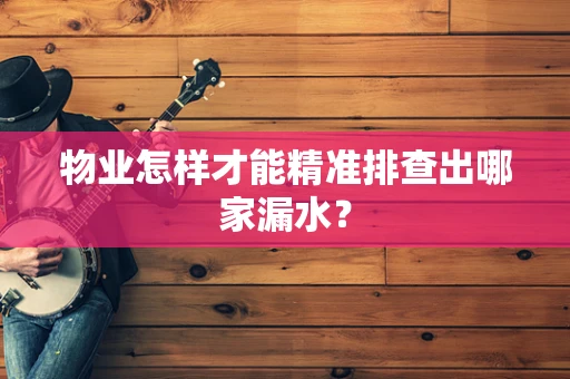 物业怎样才能精准排查出哪家漏水？