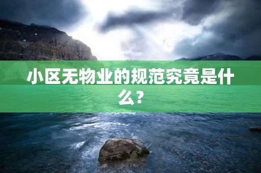 小区无物业的规范究竟是什么？