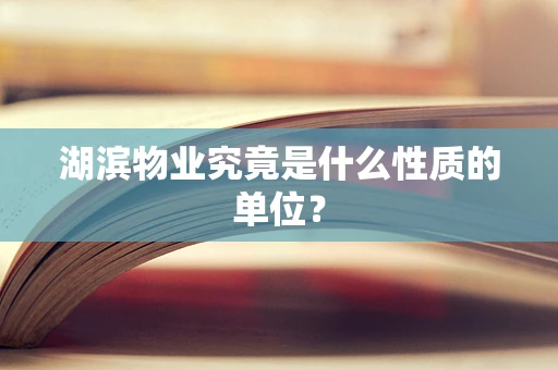 湖滨物业究竟是什么性质的单位？
