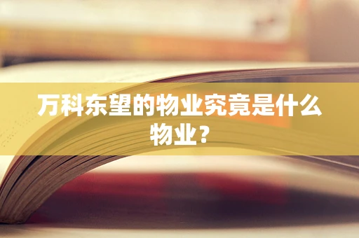 万科东望的物业究竟是什么物业？
