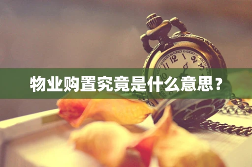 物业购置究竟是什么意思？